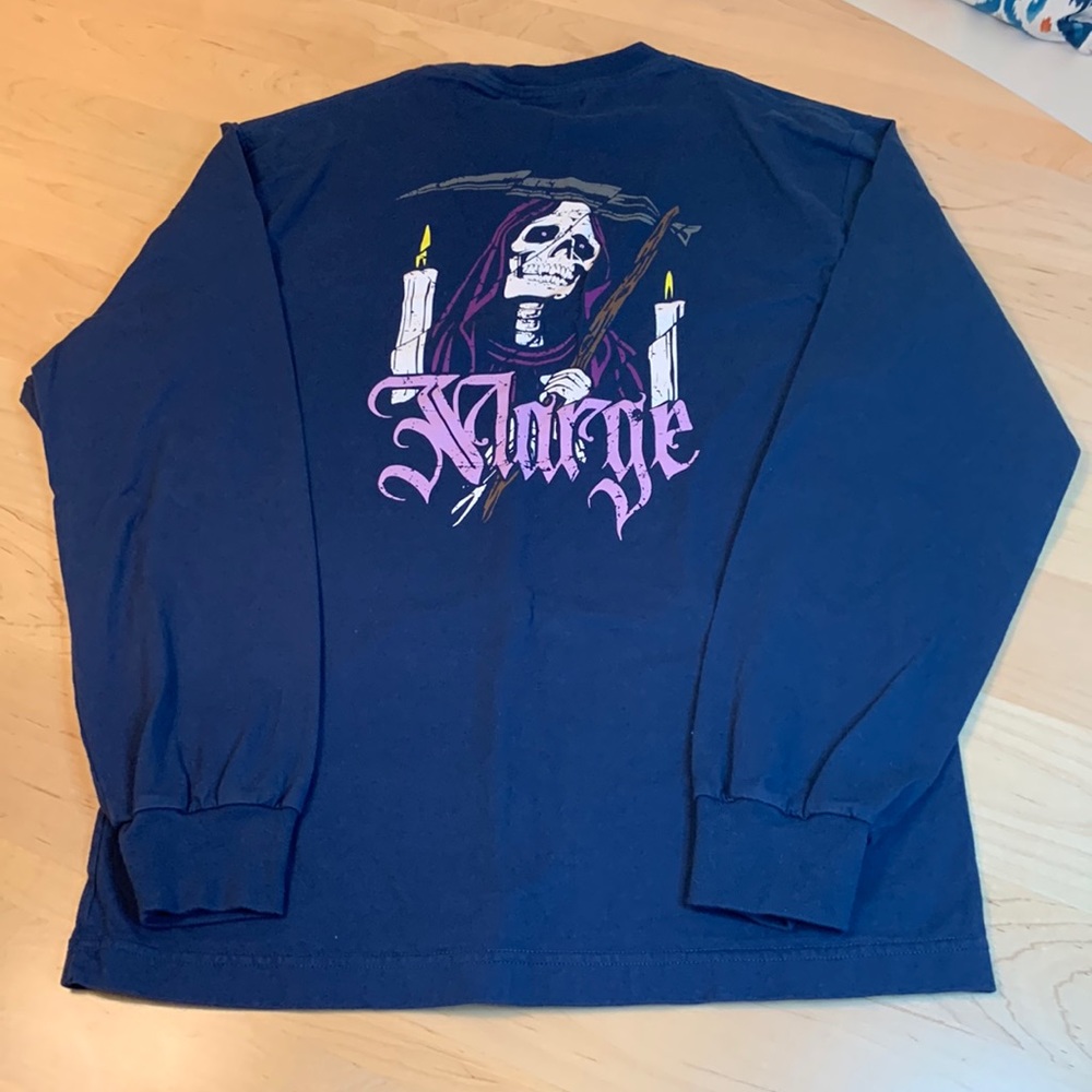 LA Streetwear XLARGE Brand Long Sleeve Logo Grim Reaper Tee Shirt Medium EUC